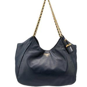 Navy Prada Nappa Leather Bag